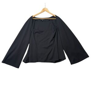 Eloquii Women Top 26 Black Long Bell Sleeve Square Neck Edgy Whimsigoth Academia